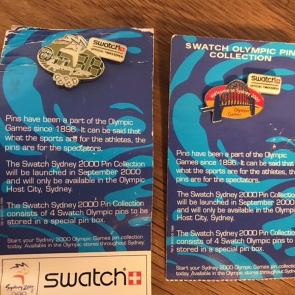 Lot of 2 SWATCH 2000 Australia Olympics Promotional Pins - Picture 1 of 5
